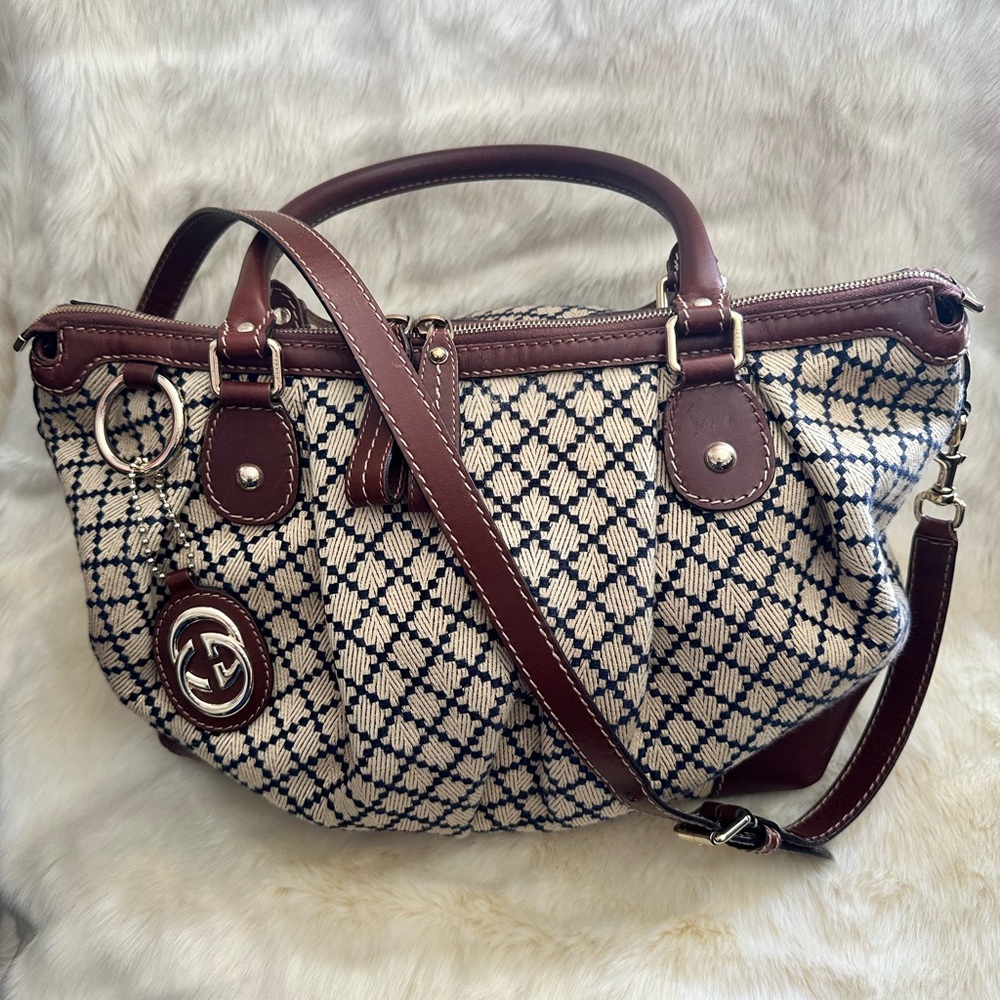 Gucci Diamante Canvas Sukey Satchel